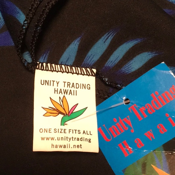 Hawaii Sarong. NWT. Bought in Hawaii. Size is 72” x 46”. Black with blue flowers - Picture 3 of 5